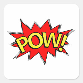 Sticker Carré POW ! - Superhero Comédie Livre rouge/bulle jaune