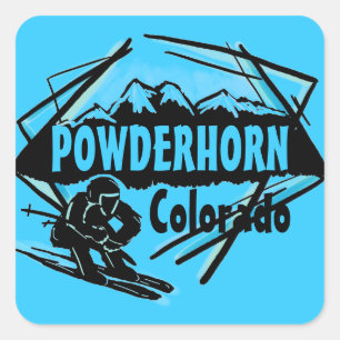 Sticker Carré Powderhorn Colorado logo bleu