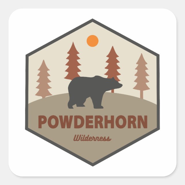 Sticker Carré Powderhorn Wilderness Colorado Ours (Devant)