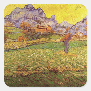 Sticker Carré Pré en montagne par Vincent van Gogh