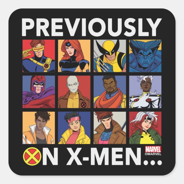 Sticker Carré "Précédemment Sur X-Men..." (Devant)