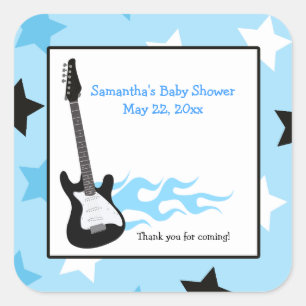 Sticker CARRÉ préféré Blue Rock Star Guitar