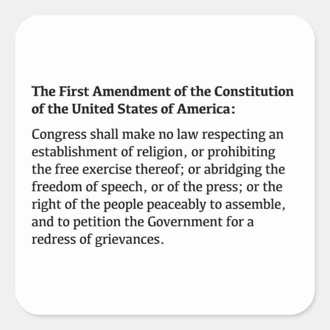 Sticker Carré Premier amendement de la Constitution (Devant)