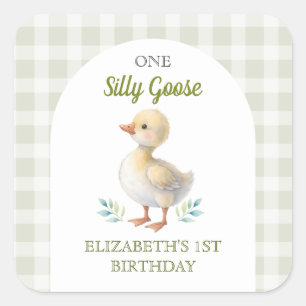 Sticker Carré Premier anniversaire de bébé One Silly Goose à car