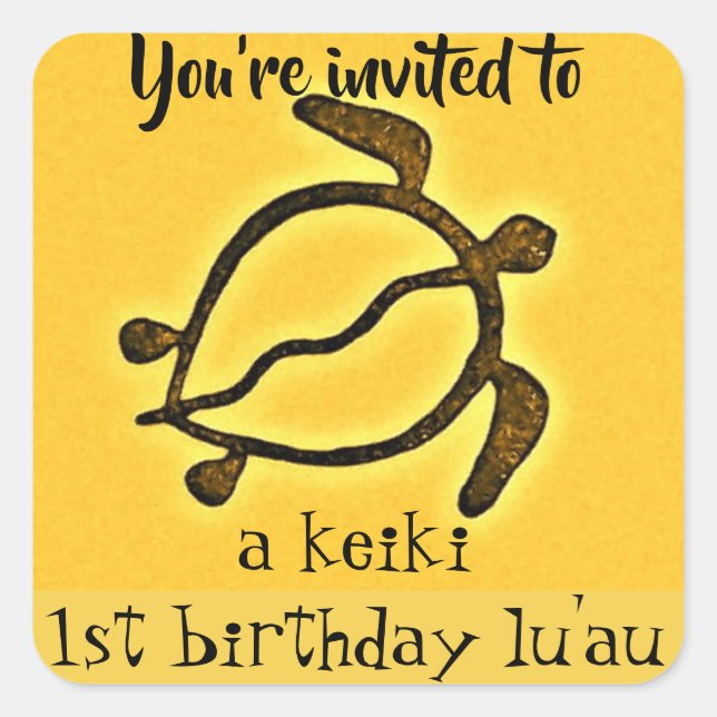 Sticker Carré Premier anniversaire de Keiki Luau (Devant)