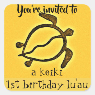 Sticker Carré Premier anniversaire de Keiki Luau