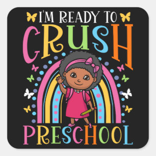 Sticker Carré Premier Jour De La Fille Noire De L'Enfant D'Âge p