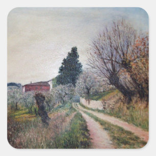 Sticker Carré PREMIER PRINTEMPS EN GOUVERNALAIS / Paysage Toscan