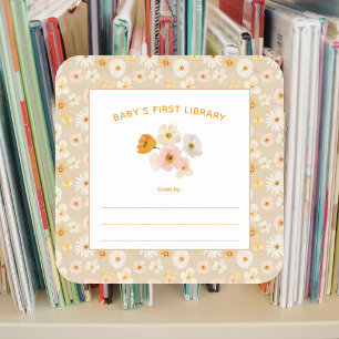 Sticker Carré Première bibliothèque de bébé fleurs pressées
