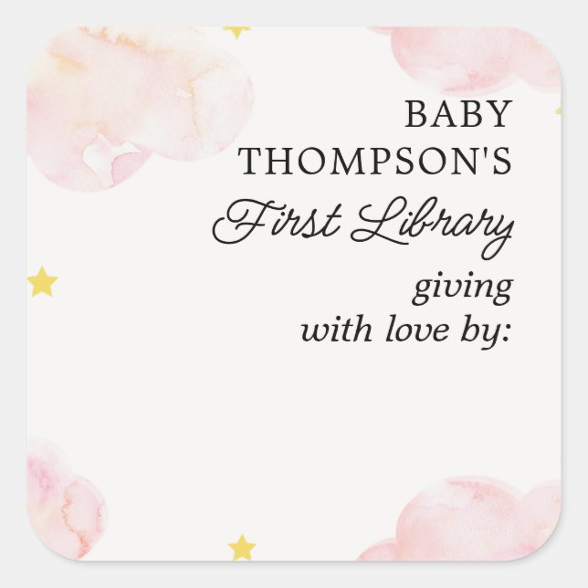 Sticker Carré Première bibliothèque Plaque de livres pour bébés  (Devant)