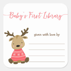 Sticker Carré Première bibliothèque pour bébés, baby shower bibl