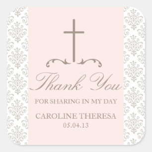 Sticker Carré Première communion de Damask Cross