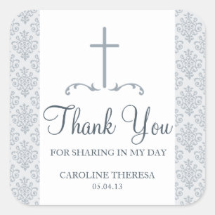 Sticker Carré Première communion de Damask Cross