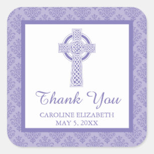 Sticker Carré Première communion de Damask Cross   MERCI