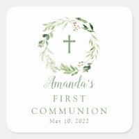 Première communion de gerbe verte souple et délica
