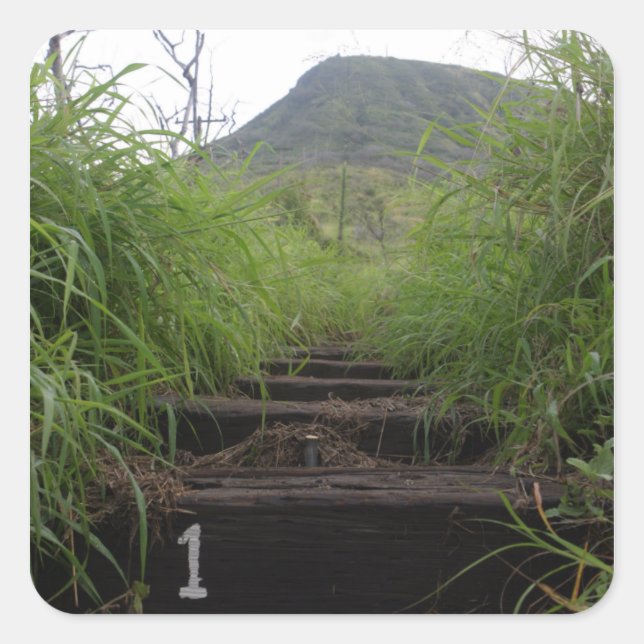 Sticker Carré Première étape invitations randonneurs en haut Kok (Devant)