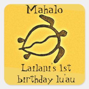 Sticker Carré Première faveur de Merci de Luau d'anniversaire d