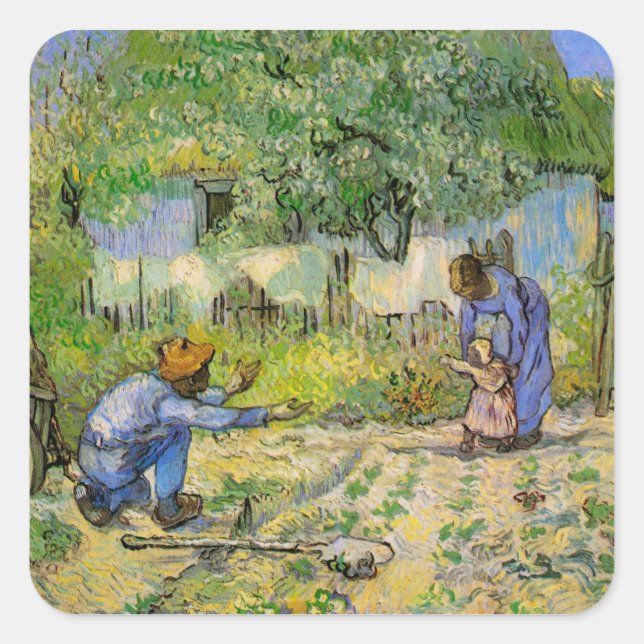 Sticker Carré Premières étapes (après Millet) par Vincent van Go (Devant)