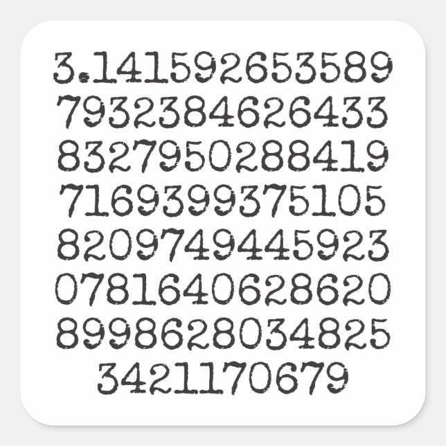 Sticker Carré Premiers 100 chiffres de l'autocollant Pi (Devant)