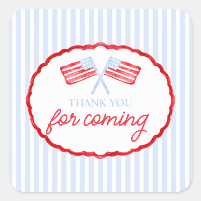 Sticker Carré Preppy Boys Red White & Two Patriotic Birthday (Devant)