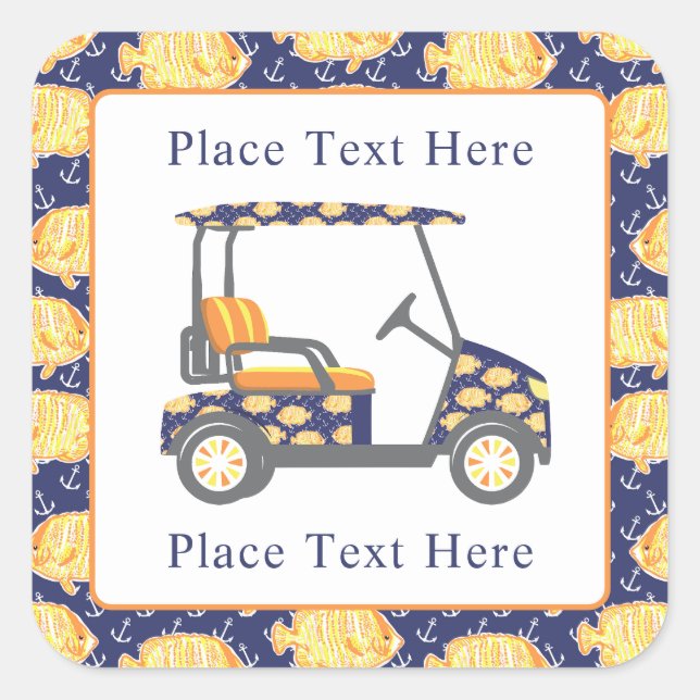 Sticker Carré Preppy Goldfish Golf Cart (Devant)