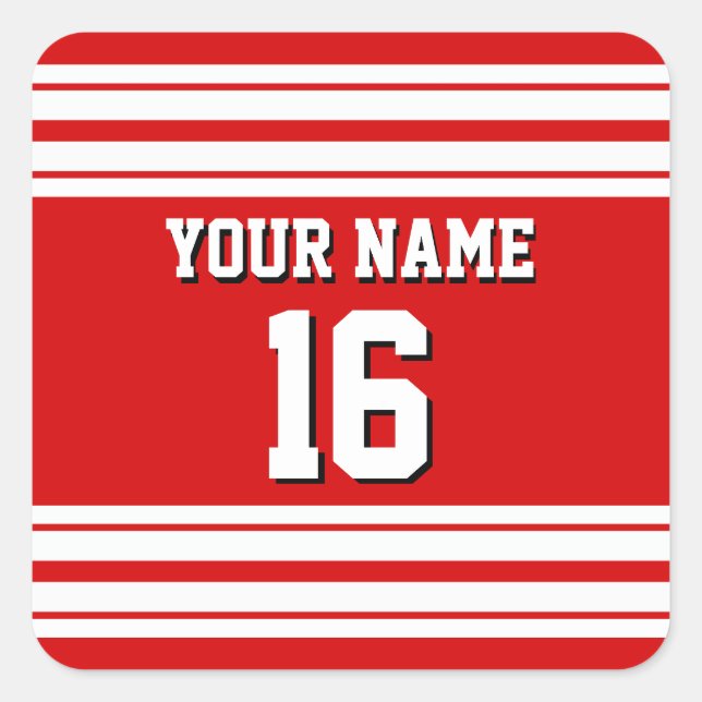 Sticker Carré Preppy Sporty Red avec White Stripes Team Jersey (Devant)