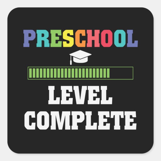 Sticker Carré Préscolaire Terminé Retour à l'école Video Gamer C (Devant)