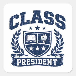 Sticker Carré Président de classe – Fierté du leader étudiant