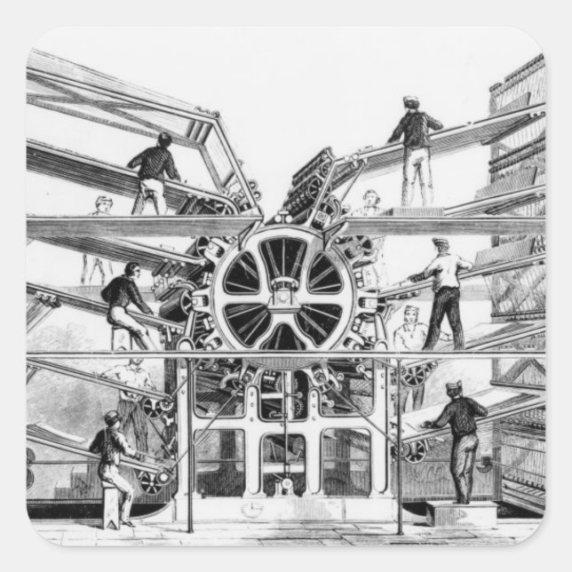 Sticker Carré Presse à cylindres inventée par Richard March (Devant)