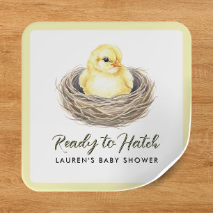 Sticker Carré Prêt À Atteindre Le Baby shower Chick De Ressort J