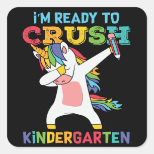 Sticker Carré Prêt à déchirer la maternelle Licorne École mignon