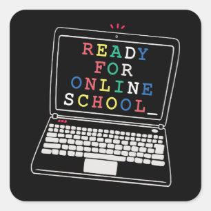 Sticker Carré Prêt pour l'école en ligne