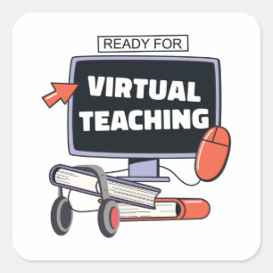 Sticker Carré Prêt pour l'enseignement virtuel