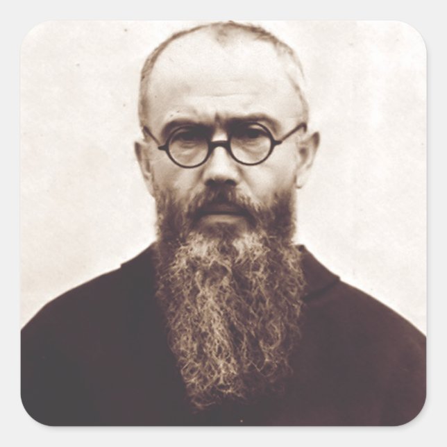 Sticker Carré Prêtre catholique polonais Saint Maximilian Kolbe (Devant)
