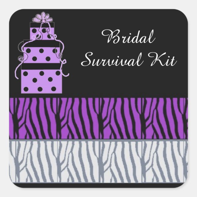 Sticker Carré Pretty Packages et Zebra Stripes Bridal (Devant)