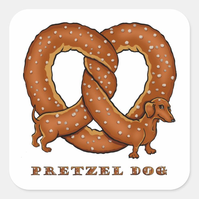 Sticker Carré Pretzel Dog Dachshund (Devant)