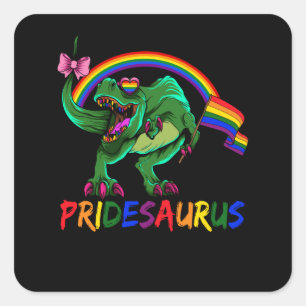Sticker Carré Pridesaurus Pride Gay T-Rex Dino Arc-en-ciel
