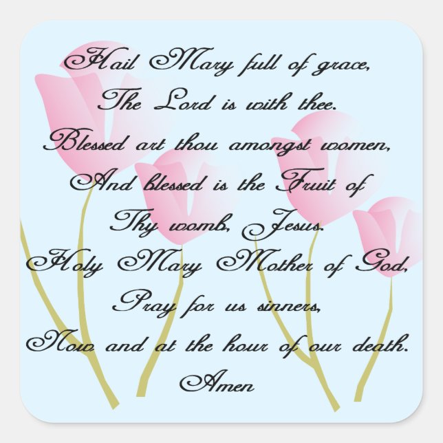 Sticker Carré Prière de Hail Mary (Devant)
