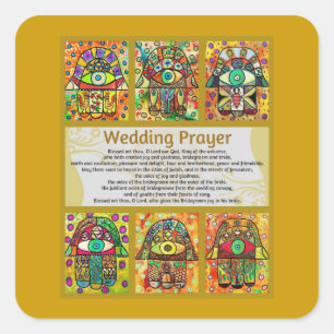 Sticker Carré Prière des Mariages juifs Golden Hamsa