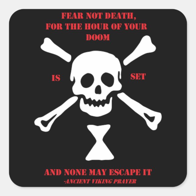 Sticker Carré Prière Viking Ancienne...Peur Pas La Mort (Devant)