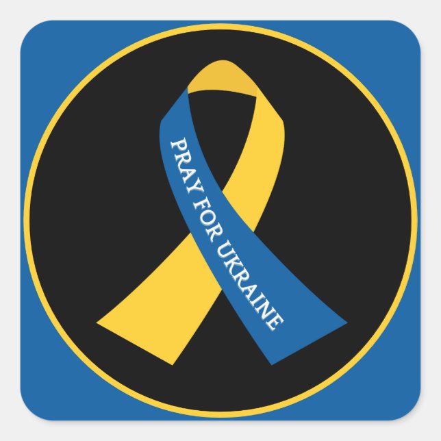 Sticker Carré Priez pour l'Ukraine de soutenir le ruban (Devant)