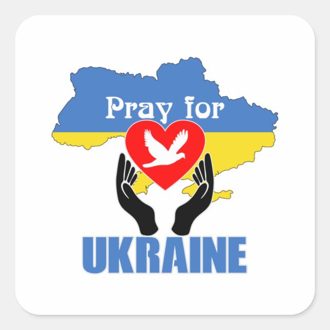 Sticker Carré Priez pour l'Ukraine - Paix et Amour (Devant)