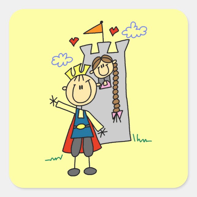 Sticker Carré Prince Charming Secourt Princesse (Devant)