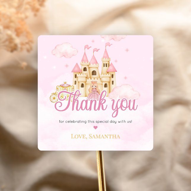 Sticker Carré Princess Birthday (Four Ever Princess Birthday Party Sticker)
