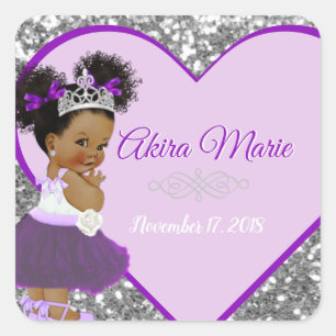 Sticker Carré Princesse Africaine de Coeur Violet