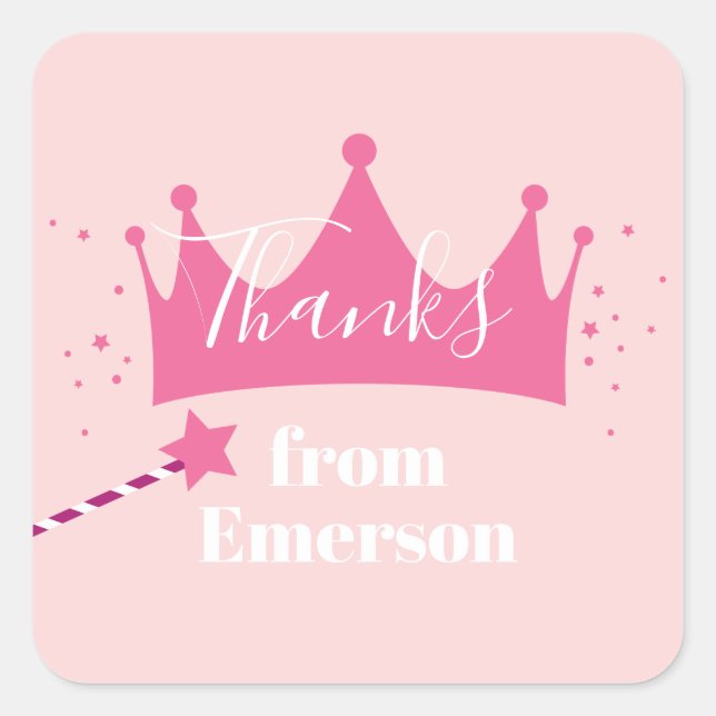 Sticker Carré Princesse anniversaire de enfant (Devant)