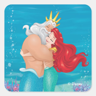 Sticker Carré Princesse Ariel et King Triton Hug