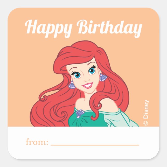Sticker Carré Princesse Ariel | Un cadeau de - Anniversaire (Devant)