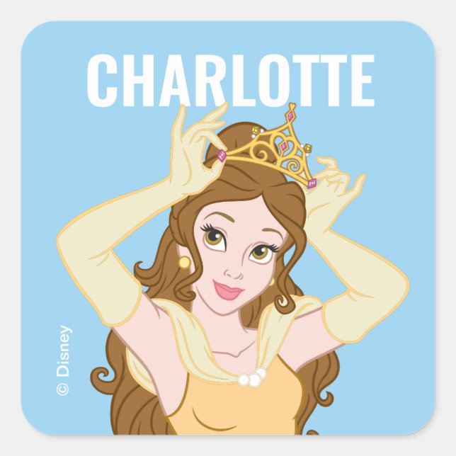 Sticker Carré Princesse Belle personnalisée | Retour aux Étiquet (Devant)