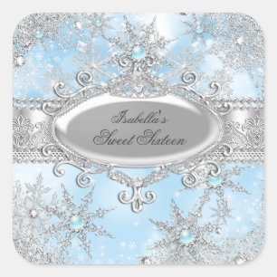 Sticker Carré Princesse Bleu Glacé AB Hiver Merveilleux Sweet 16